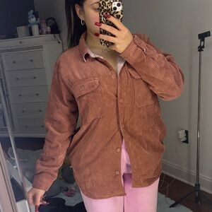 Women's Corduroy Jacket - Reversible / Rust or Pink w.Rist stripes